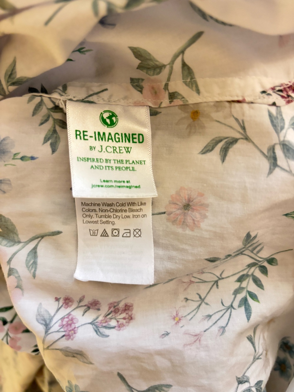 J. Crew Cream Floral Button-Up Shirt with Pastel Print - Picture 3 of 5
